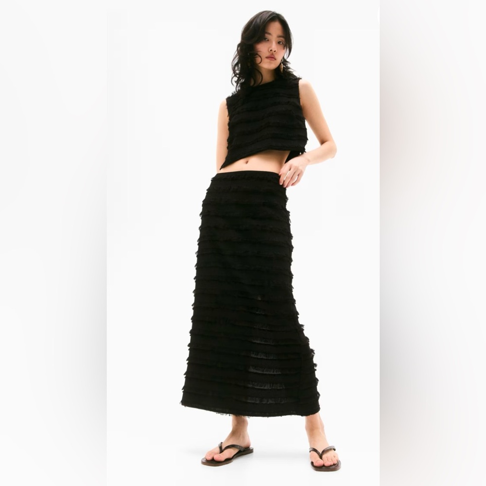 Chic Brown Layered Maxi Skirt